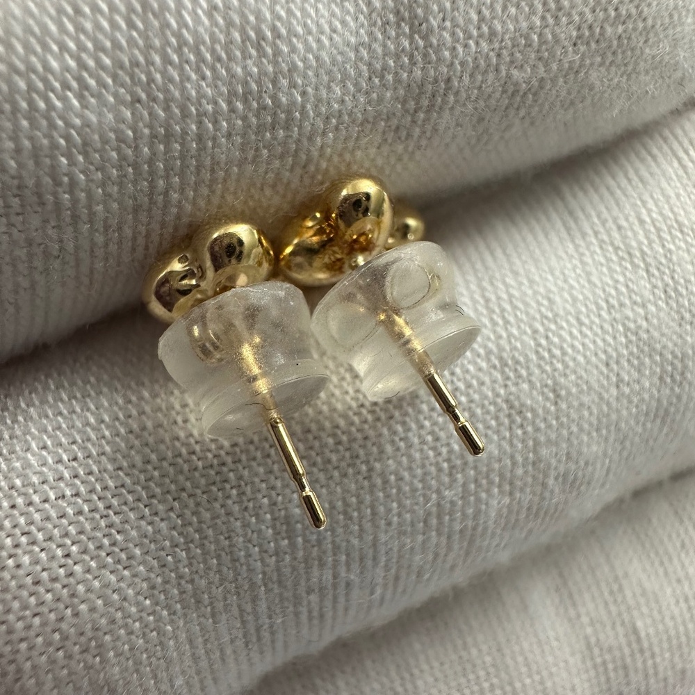 K18 Yellow Gold Dangling Hearts Earrings - Picture 2 of 3